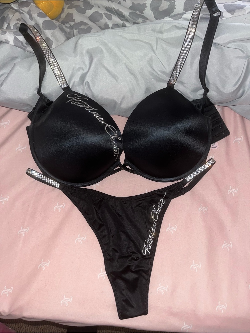 Victoria’s Secret Shine Script Push Up Bra & Thong Set